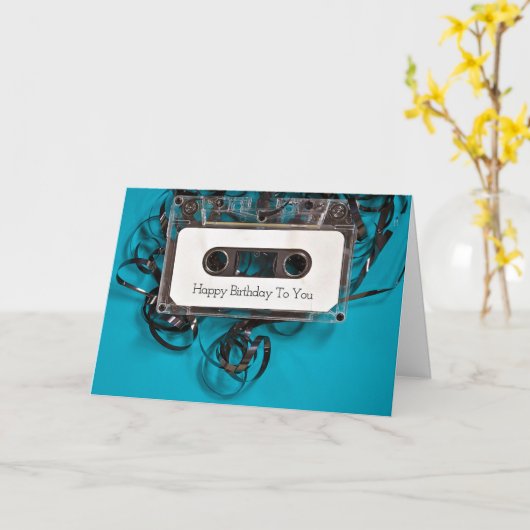 Verjaardag-tangled cassette tape kaart (Gele Bloem)