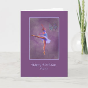 Verjaardag, tante, ballerina in Arabesque Kaart