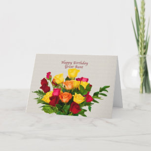 Verjaardag, tante, Rose Bouquet Kaart