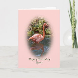 Verjaardag, tante, roze flamingo Kaart