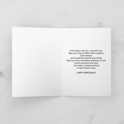 Verjaardag, tante, strand, heuvels, vogels, oceaan kaart (Binnen)