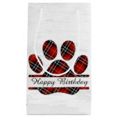 Verjaardag Tartan Plaid Paw Print Klein Cadeauzakje (Voorkant)