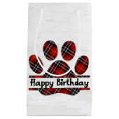 Verjaardag Tartan Plaid Paw Print Klein Cadeauzakje (Voorkant)