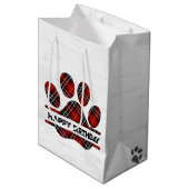 Verjaardag Tartan Plaid Paw Print Medium Cadeauzakje (Voorkant Gekanteld)