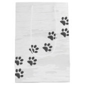 Verjaardag Tartan Plaid Paw Print Medium Cadeauzakje (Achterkant)