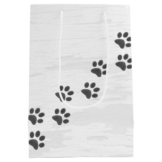 Verjaardag Tartan Plaid Paw Print Medium Cadeauzakje (Achterkant)