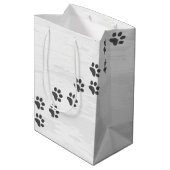 Verjaardag Tartan Plaid Paw Print Medium Cadeauzakje (Achterkant Gekanteld)