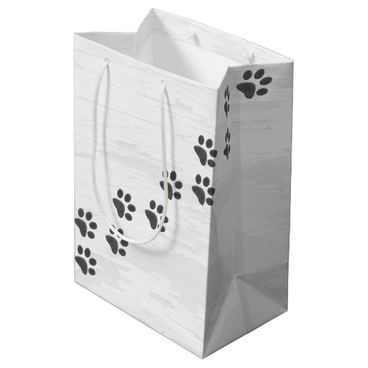 Verjaardag Tartan Plaid Paw Print Medium Cadeauzakje (Achterkant Gekanteld)