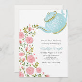 Verjaardag Tea Party Douche Kaart (Voorkant / Achterkant)