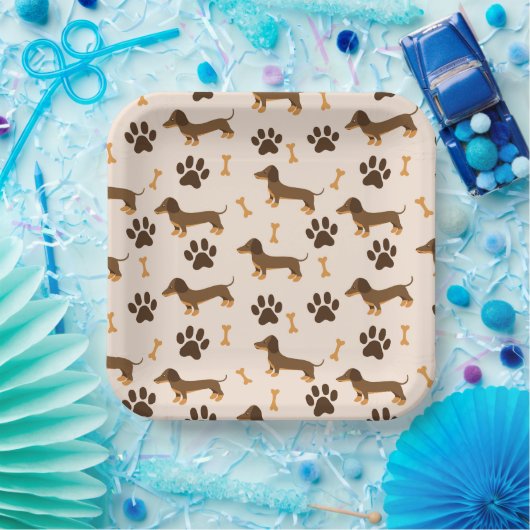 Verjaardag teckel hond papieren bordje (Feest)