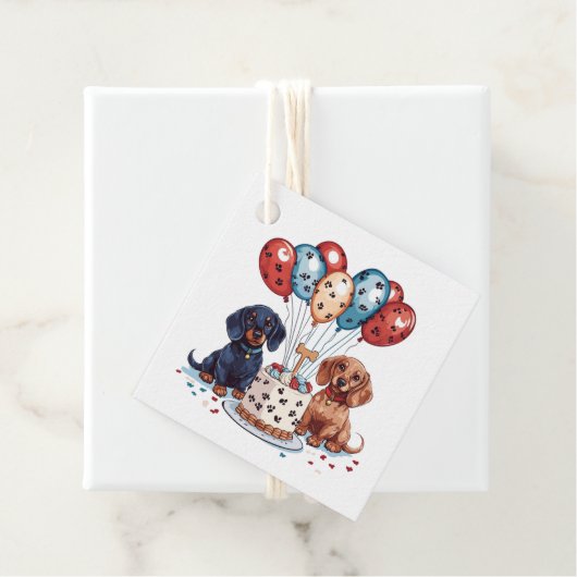 Verjaardag teckel honden bedankjes labels (In situ)