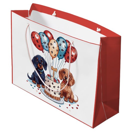 Verjaardag teckel honden groot cadeauzakje (Achterkant Gekanteld)