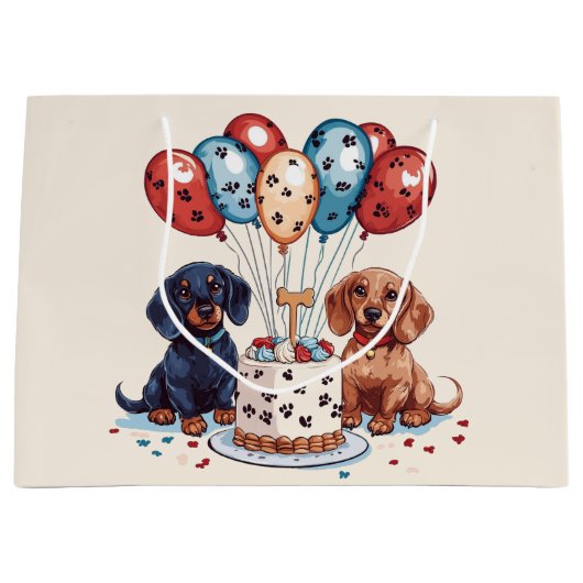 Verjaardag teckel honden groot cadeauzakje (Voorkant)