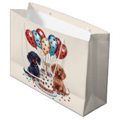 Verjaardag teckel honden groot cadeauzakje (Voorkant Gekanteld)