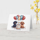 Verjaardag teckel honden kaart (Gele Bloem)