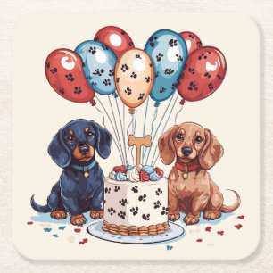 Verjaardag teckel honden kartonnen onderzetters