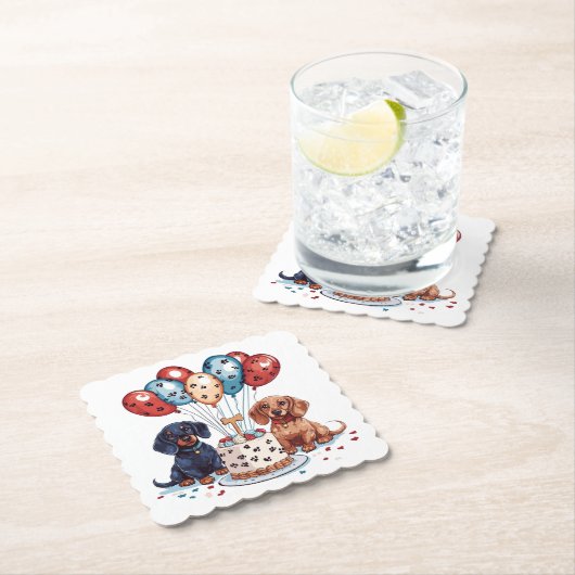 Verjaardag teckel honden kartonnen onderzetters (Insitu)