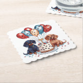 Verjaardag teckel honden kartonnen onderzetters (Gebogen)