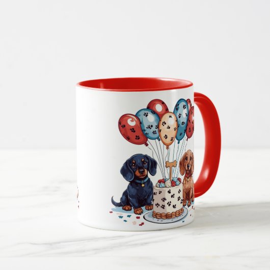 Verjaardag teckel honden mok (Voorkant rechts)