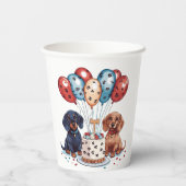 Verjaardag teckel honden papieren bekers (Achterkant)
