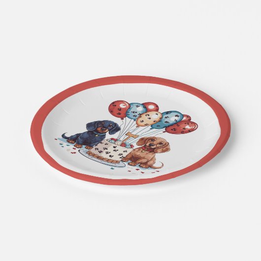 Verjaardag teckel honden papieren bordje (Gekanteld)