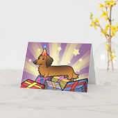 Verjaardag teckel (longhair) kaart (Gele Bloem)