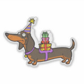 Verjaardag Teckel met geschenken Sticker (Voorkant)
