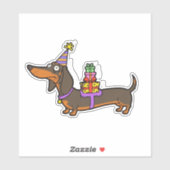 Verjaardag Teckel met geschenken Sticker (Vel)