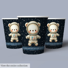 Verjaardag Teddy Bear Astronaut Party Cups Papieren Bekers