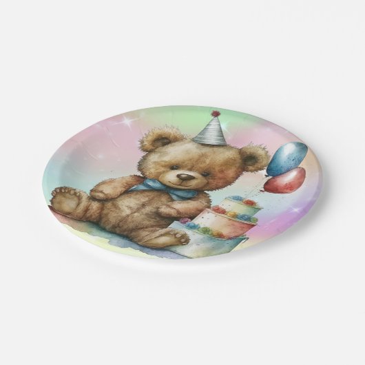 Verjaardag Teddy Bear Papieren Bordje (Gekanteld)