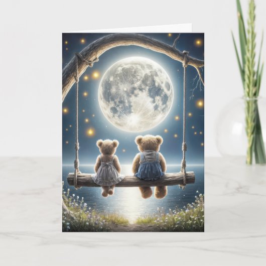 Verjaardag Teddy Bears op een schommel Kaart (Voorkant)