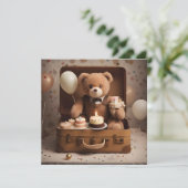 Verjaardag teddybeer kaart (Staand voorkant)