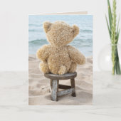 Verjaardag teddybeer op strand kaart (Voorkant)