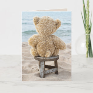 Verjaardag teddybeer op strand kaart
