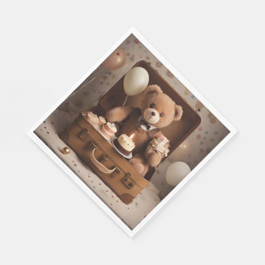 Verjaardag teddybeer servet (Hoek)