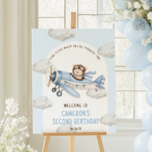 Verjaardag Teddybeer Vliegtuig Welkomstbord