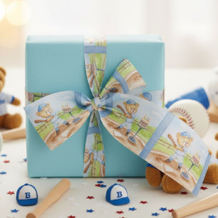 Verjaardag Tee Ball Teddybeer Honkbal Waterverf Satijnen Lint