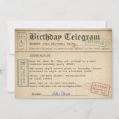 Verjaardag Telegram uitnodiging (Voorkant)