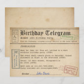 Verjaardag Telegram uitnodiging (Voorkant / Achterkant)