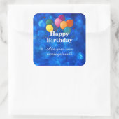 Verjaardag template, personaliseer, vierkante sticker (Tas)
