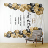 Verjaardag template zwart goud - Transparant Wandkleed (In Situ (horizontaal))