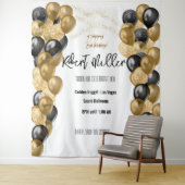 Verjaardag template zwart goud - Transparant Wandkleed (In situ)