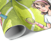 Verjaardag Tennis Ace Girl Celebration Cadeaupapier (Rol Hoek)