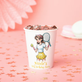 Verjaardag Tennis Ace Girl Celebration Papieren Bekers