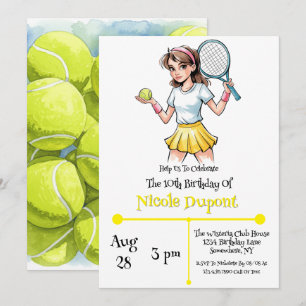 Verjaardag Tennis Ball Girl Celebration Kaart