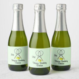 Verjaardag Tennis Groen Sport Naam en Leeftijd 21s Sparkling Wijnetiket