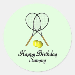 Verjaardag Tennis Groen Sport Persoonlijke Naam Ronde Sticker