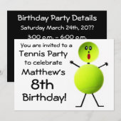 Verjaardag Tennis Party Uitnodiging (Voorkant / Achterkant)