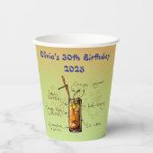 Verjaardag Tequila Sunrise Papieren Bekers (Voorkant)