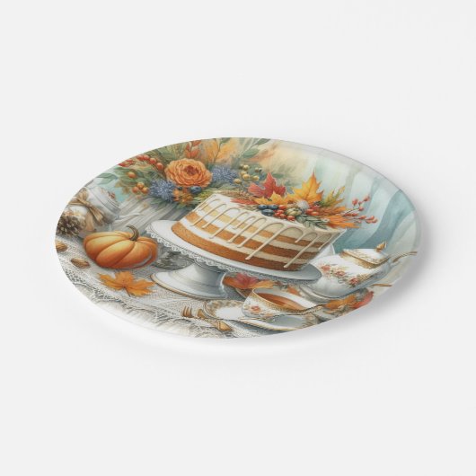 Verjaardag Thee Feestje Herfst Seizoen Papieren Bordje (Gekanteld)